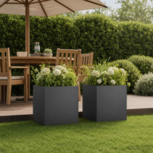Plantenbak 2 st Zwart 45 x 45 x 45 cm Koudgewalst staal
