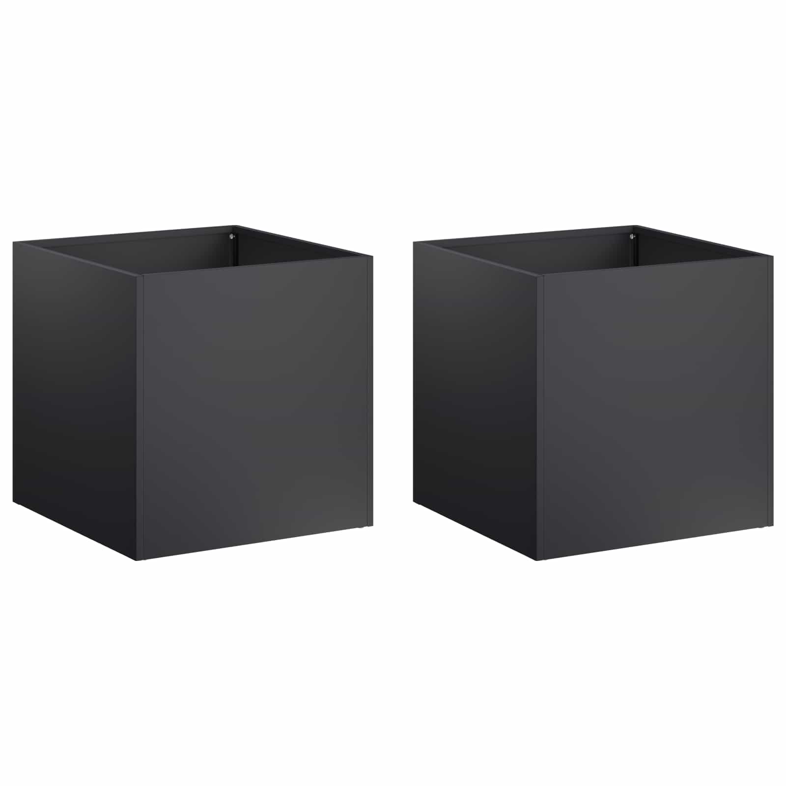 Plantenbak 2 st Zwart 45 x 45 x 45 cm Koudgewalst staal