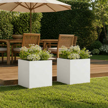 Plantenbak 2 st Wit 45 x 45 x 45 cm Koudgewalst staal