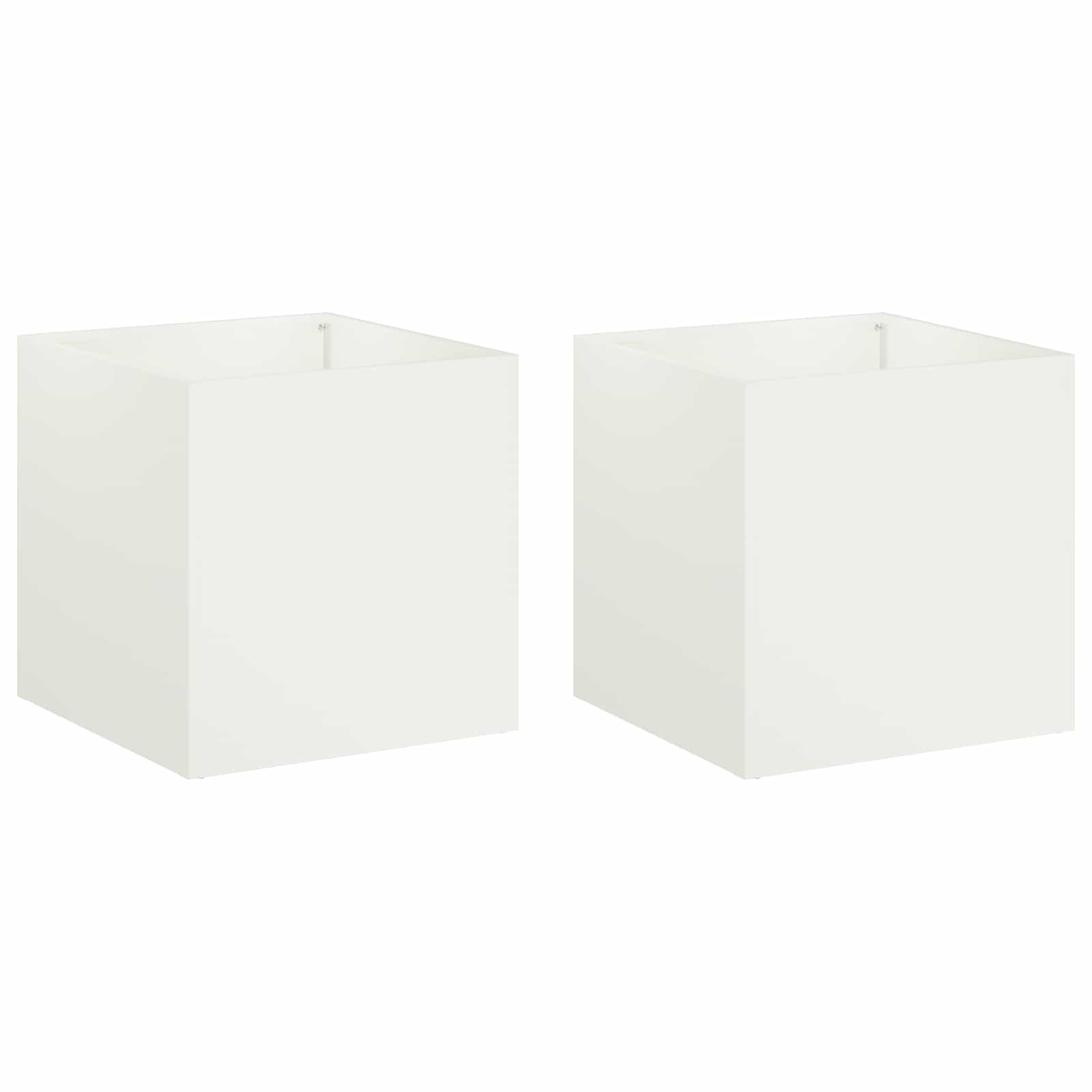 Plantenbak 2 st Wit 45 x 45 x 45 cm Koudgewalst staal