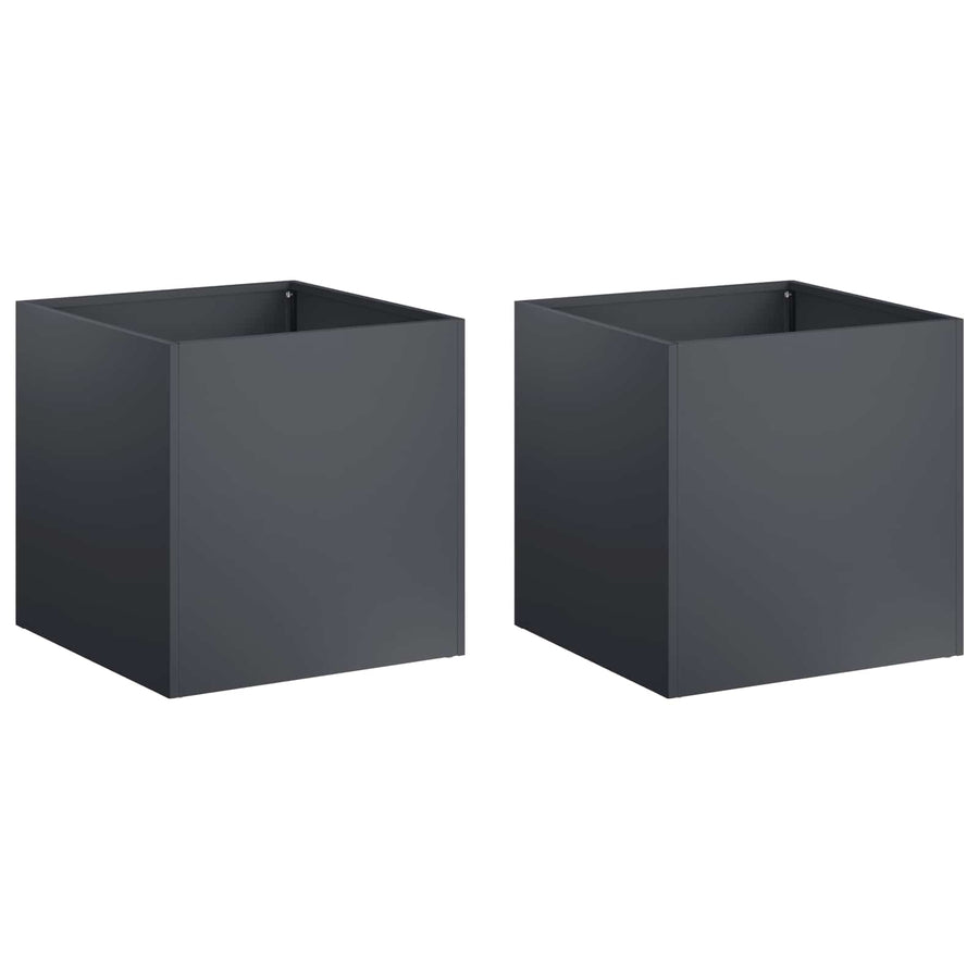 Plantenbak 2 st Antraciet 45 x 45 x 45 cm Koudgewalst staal