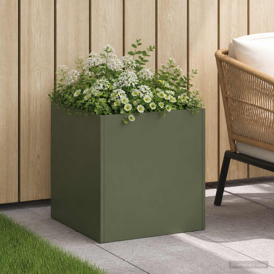 Plantenbak Olijfgroen 45 x 45 x 45 cm Koudgewalst staal