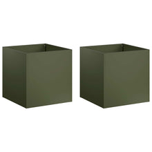 Plantenbak 2 st Olijfgroen 45 x 45 x 45 cm Koudgewalst staal