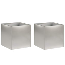 Plantenbak 2 st zilver 45 x 45 x 45 cm Roestvrij staal