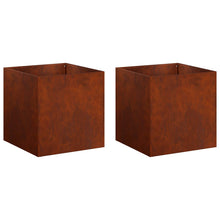 Plantenbak 2 st Roestkleurig 45 x 45 x 45 cm weervast staal