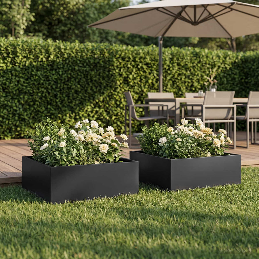 Plantenbak 2 st Zwart 40 x 40 x 20 cm Koudgewalst staal