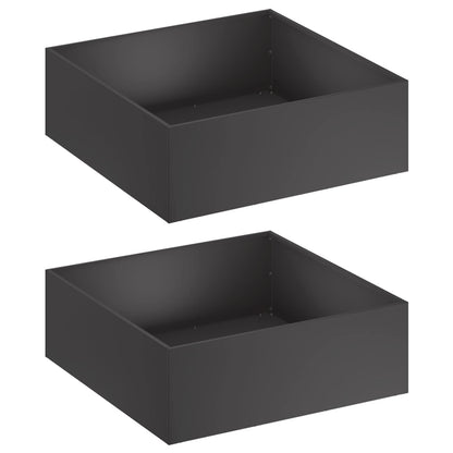 Plantenbak 2 st Zwart 40 x 40 x 20 cm Koudgewalst staal