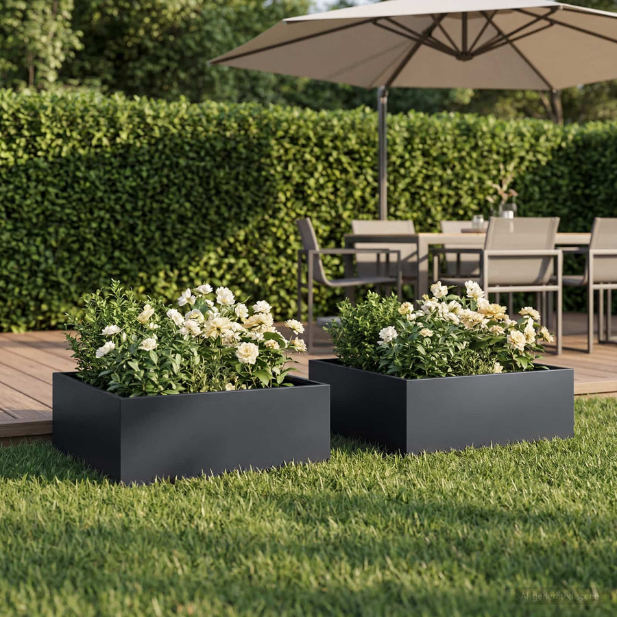 Plantenbak 2 st Antraciet 40 x 40 x 20 cm Koudgewalst staal