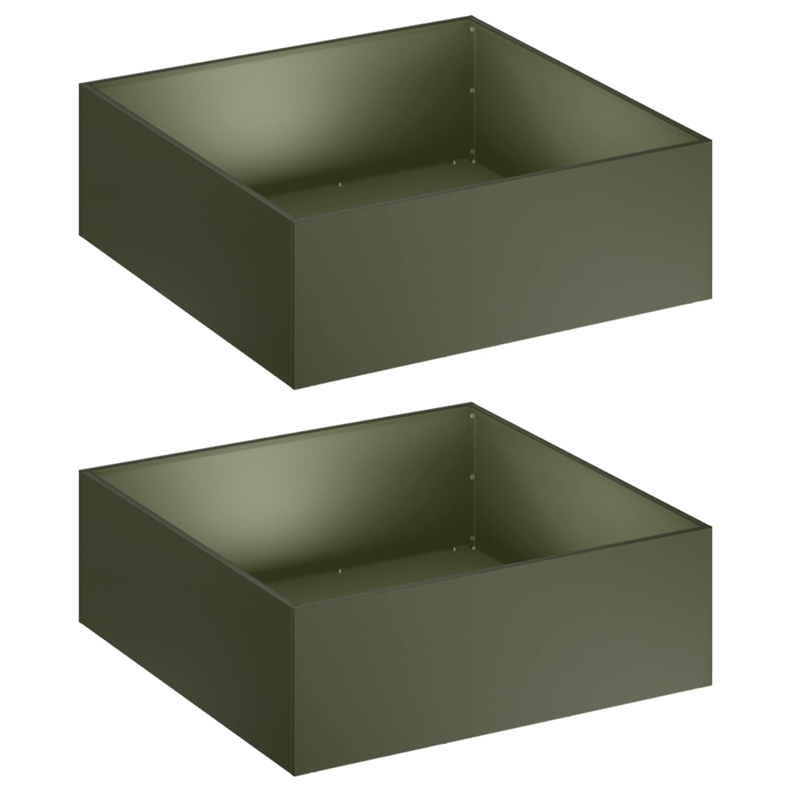 Plantenbak 2 st Olijfgroen 40 x 40 x 20 cm Koudgewalst staal