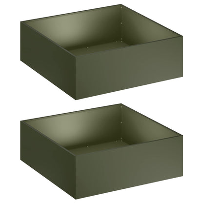 Plantenbak 2 st Olijfgroen 40 x 40 x 20 cm Koudgewalst staal