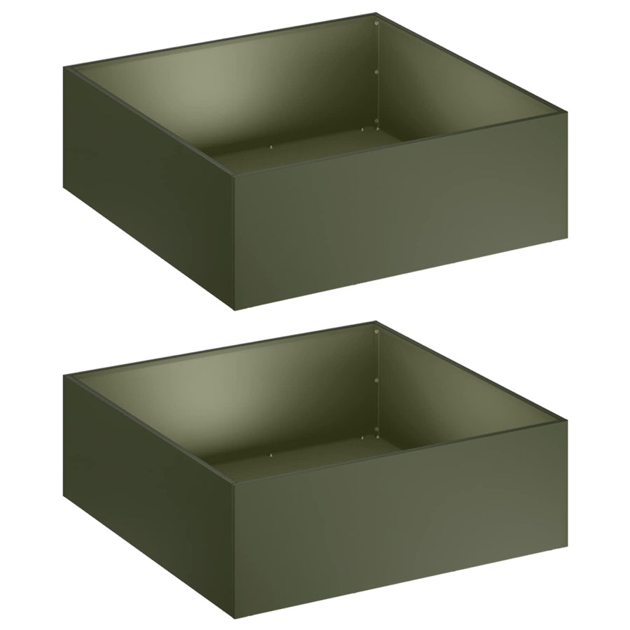 Plantenbak 2 st Olijfgroen 40 x 40 x 20 cm Koudgewalst staal