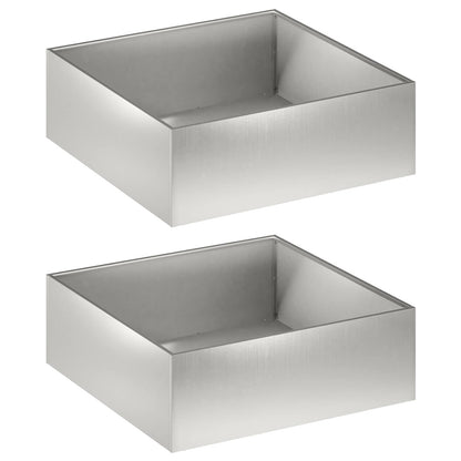 Plantenbak 2 st zilver 40 x 40 x 20 cm Roestvrij staal