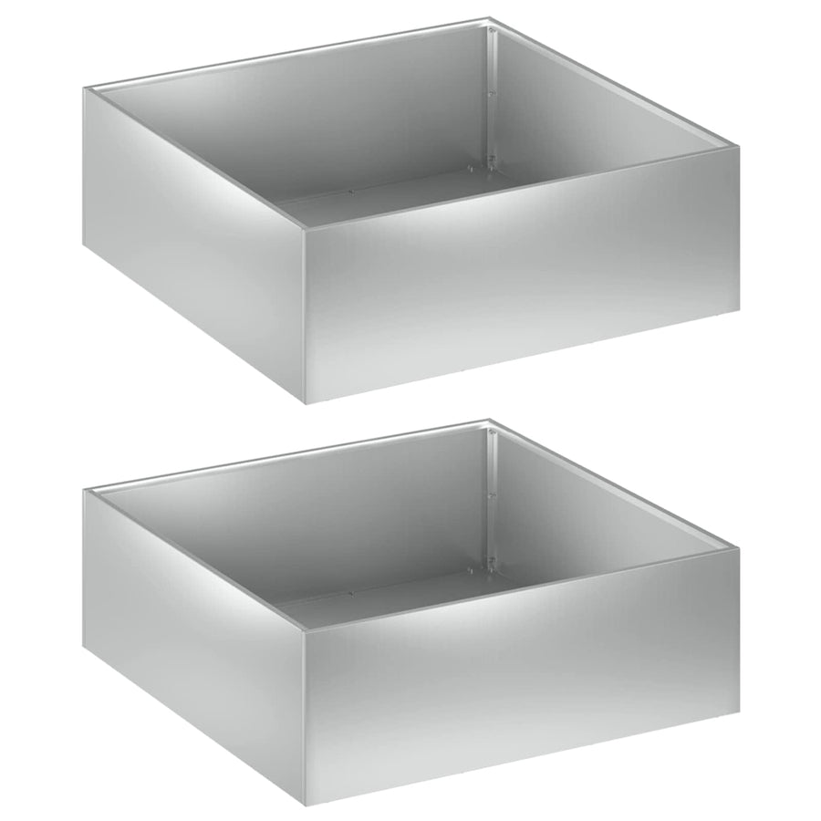 Plantenbak 2 st zilver 40 x 40 x 20 cm Gegalvaniseerd staal