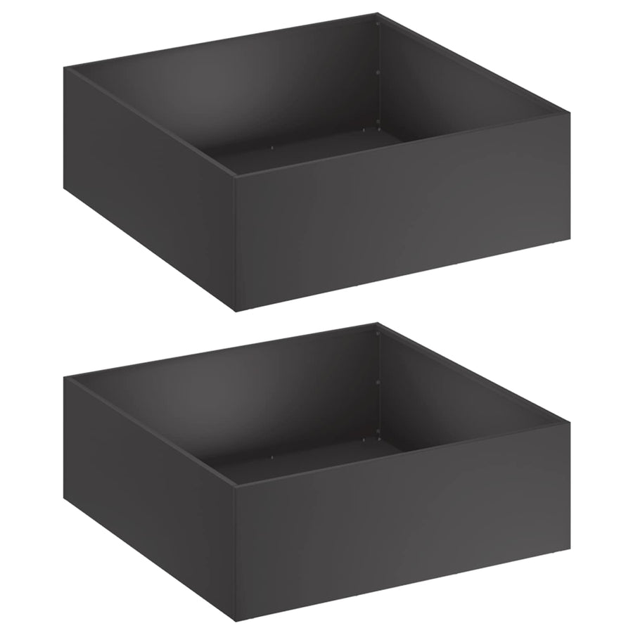 Plantenbak 2 st Zwart 60 x 60 x 20 cm Koudgewalst staal