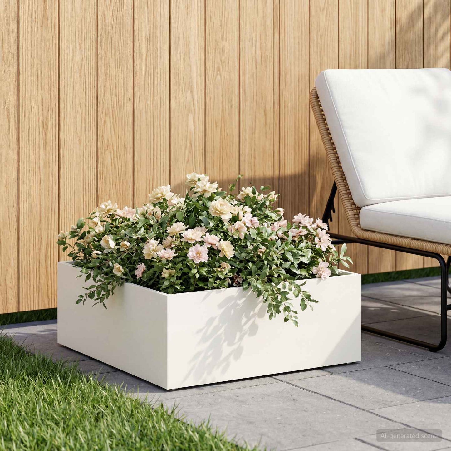 Plantenbak Wit 60 x 60 x 20 cm Koudgewalst staal