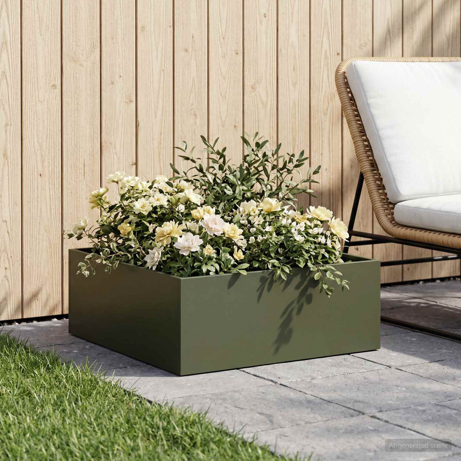 Plantenbak Olijfgroen 60 x 60 x 20 cm Koudgewalst staal