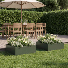 Plantenbak 2 st Olijfgroen 60 x 60 x 20 cm Koudgewalst staal