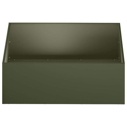 Plantenbak 2 st Olijfgroen 60 x 60 x 20 cm Koudgewalst staal