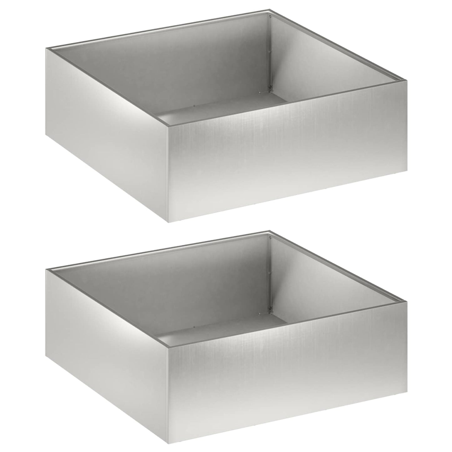 Plantenbak 2 st zilver 60 x 60 x 20 cm Roestvrij staal