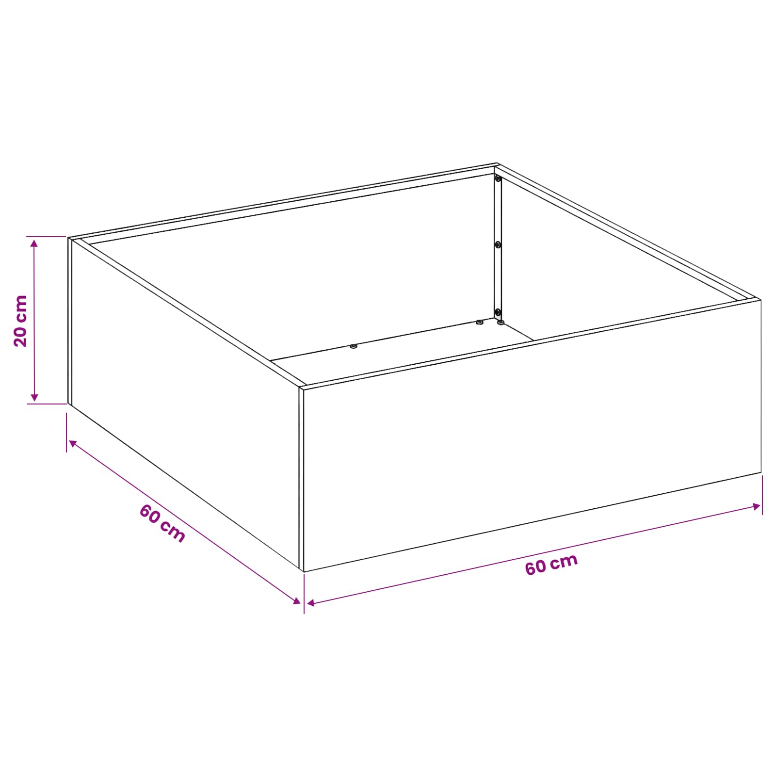 Plantenbak Roestkleurig 60 x 60 x 20 cm weervast staal