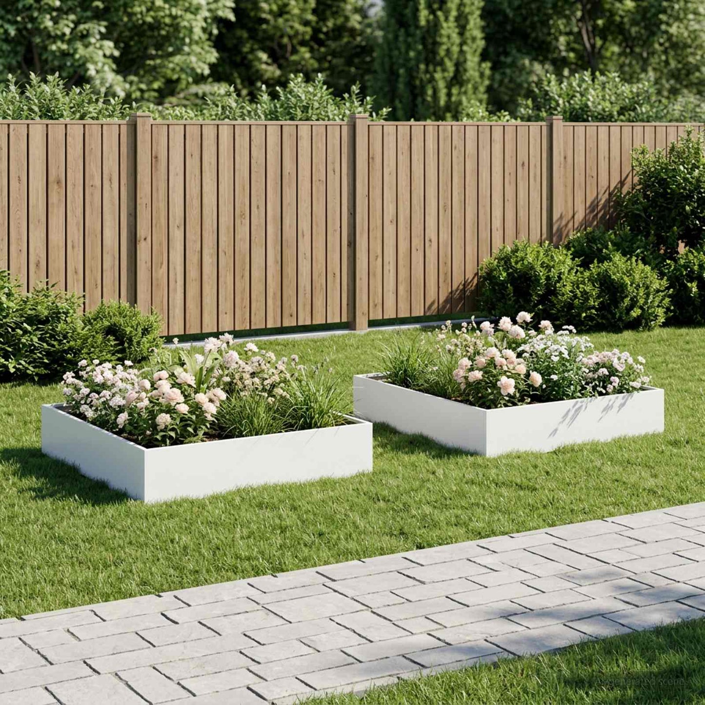 Plantenbak 2 st Wit 80 x 80 x 20 cm Koudgewalst staal