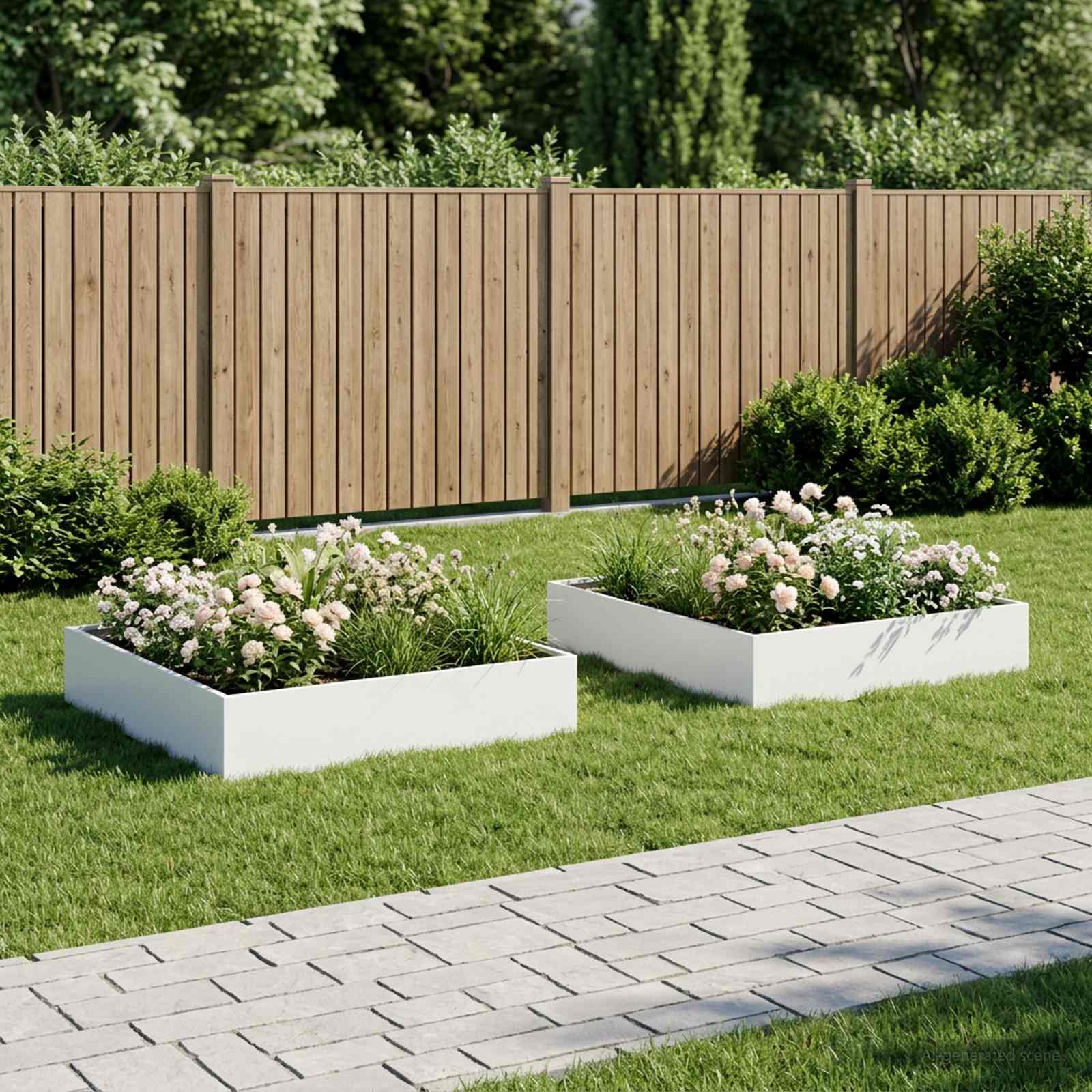 Plantenbak 2 st Wit 80 x 80 x 20 cm Koudgewalst staal