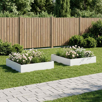 Plantenbak 2 st Wit 80 x 80 x 20 cm Koudgewalst staal