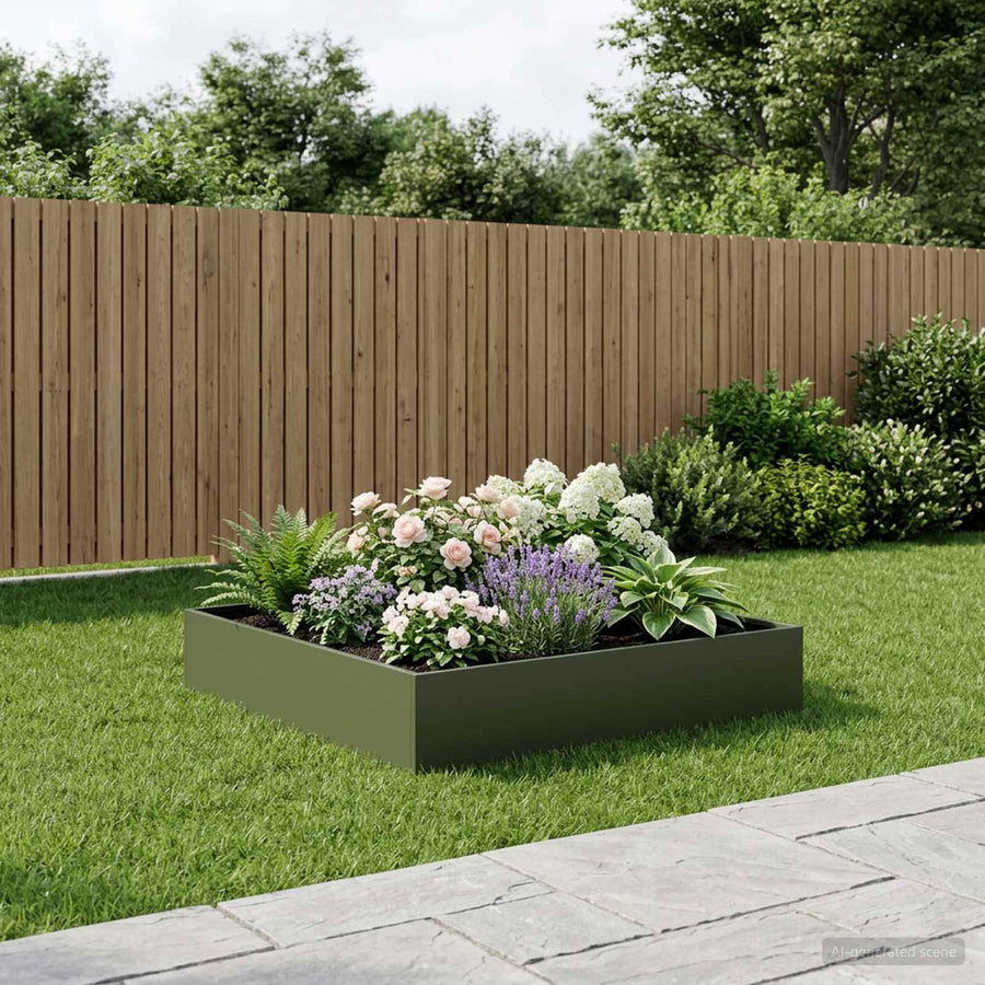 Plantenbak Olijfgroen 80 x 80 x 20 cm Koudgewalst staal