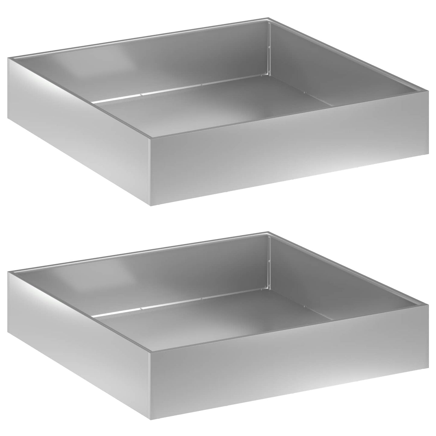 Plantenbak 2 st zilver 80 x 80 x 20 cm Gegalvaniseerd staal