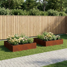 Plantenbak 2 st Roestkleurig 80 x 80 x 20 cm weervast staal