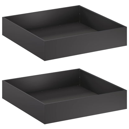 Plantenbak 2 st Zwart 100 x 100 x 20 cm Koudgewalst staal