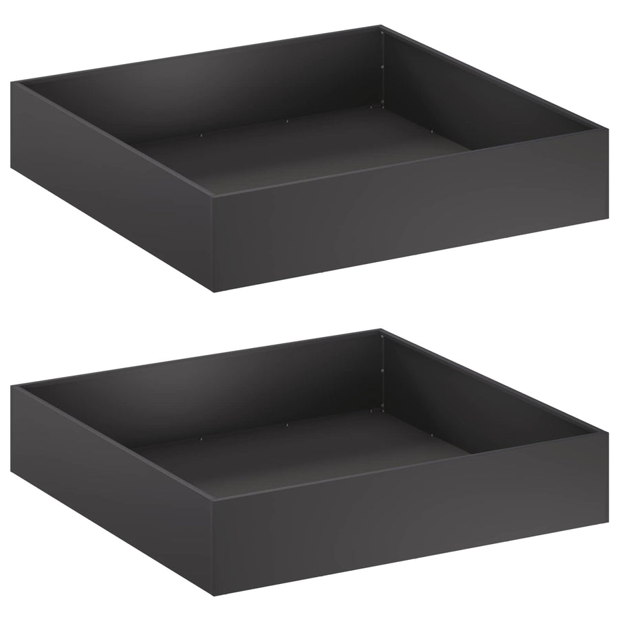 Plantenbak 2 st Zwart 100 x 100 x 20 cm Koudgewalst staal