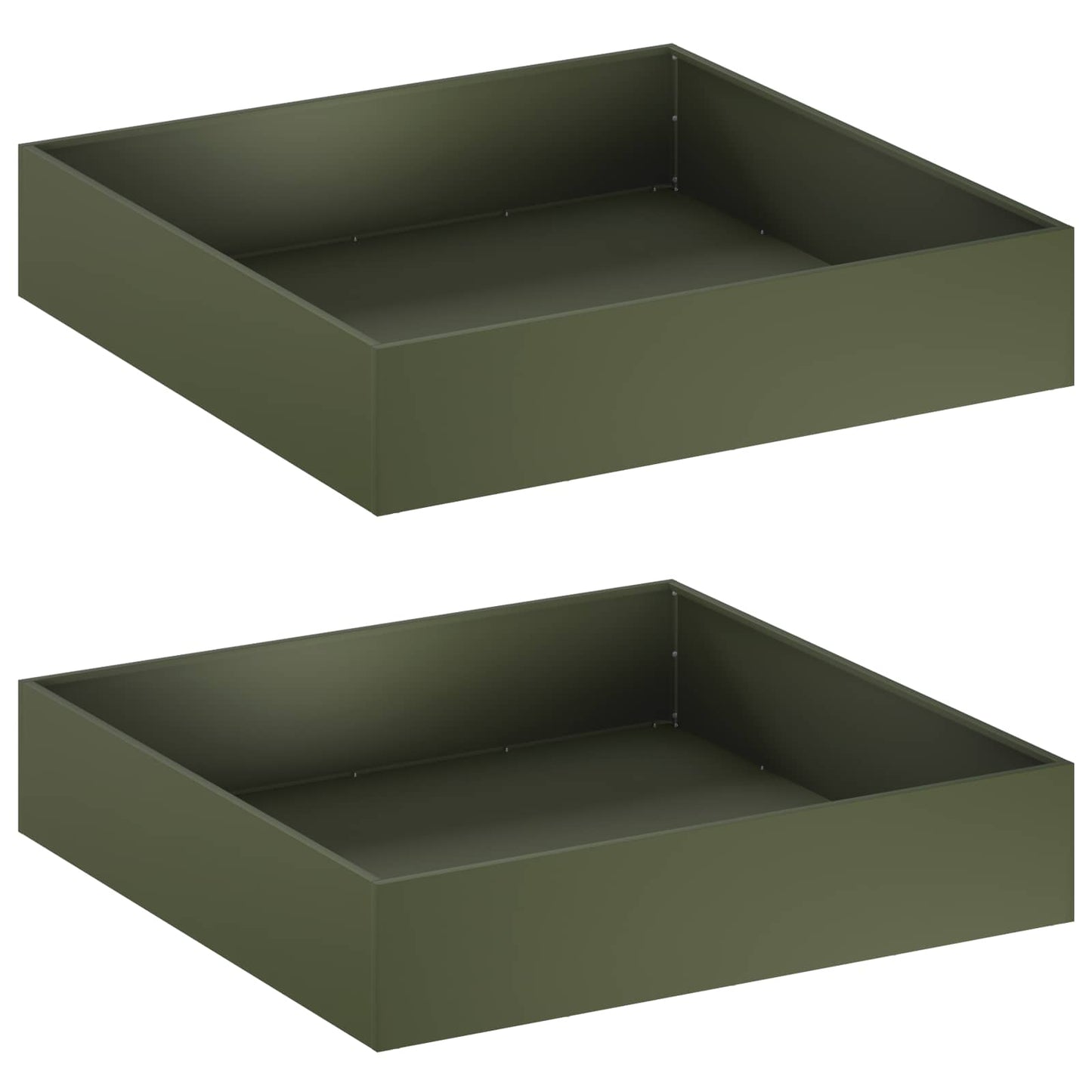Plantenbak 2 st Olijfgroen 100 x 100 x 20 cm Koudgewalst staal