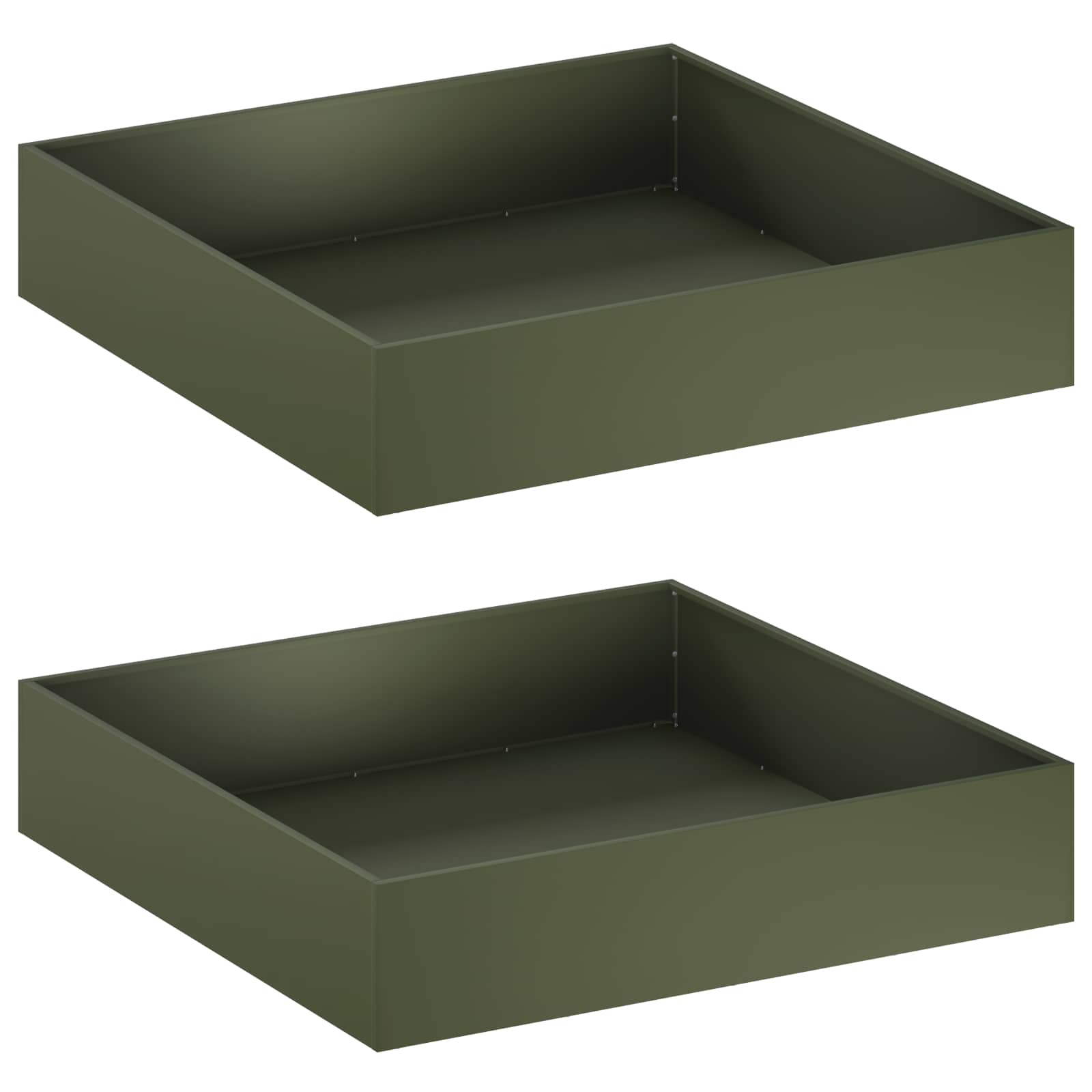 Plantenbak 2 st Olijfgroen 100 x 100 x 20 cm Koudgewalst staal