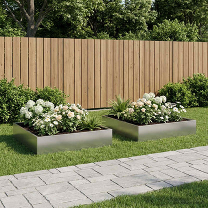 Plantenbak 2 st zilver 100 x 100 x 20 cm Gegalvaniseerd staal