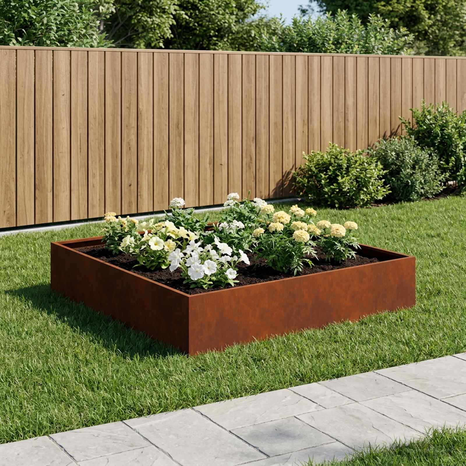 Plantenbak Roestkleurig 100 x 100 x 20 cm weervast staal