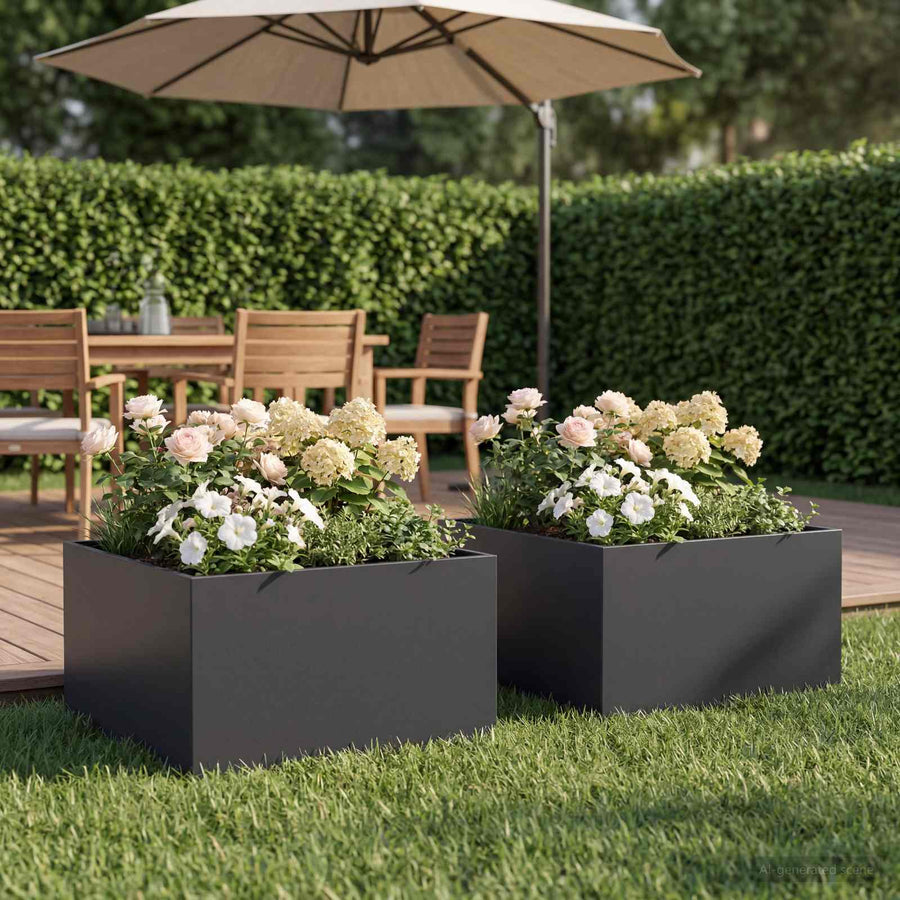 Plantenbak 2 st Zwart 40 x 40 x 30 cm Koudgewalst staal
