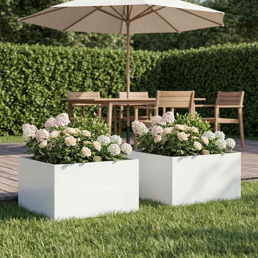 Plantenbak 2 st Wit 40 x 40 x 30 cm Koudgewalst staal
