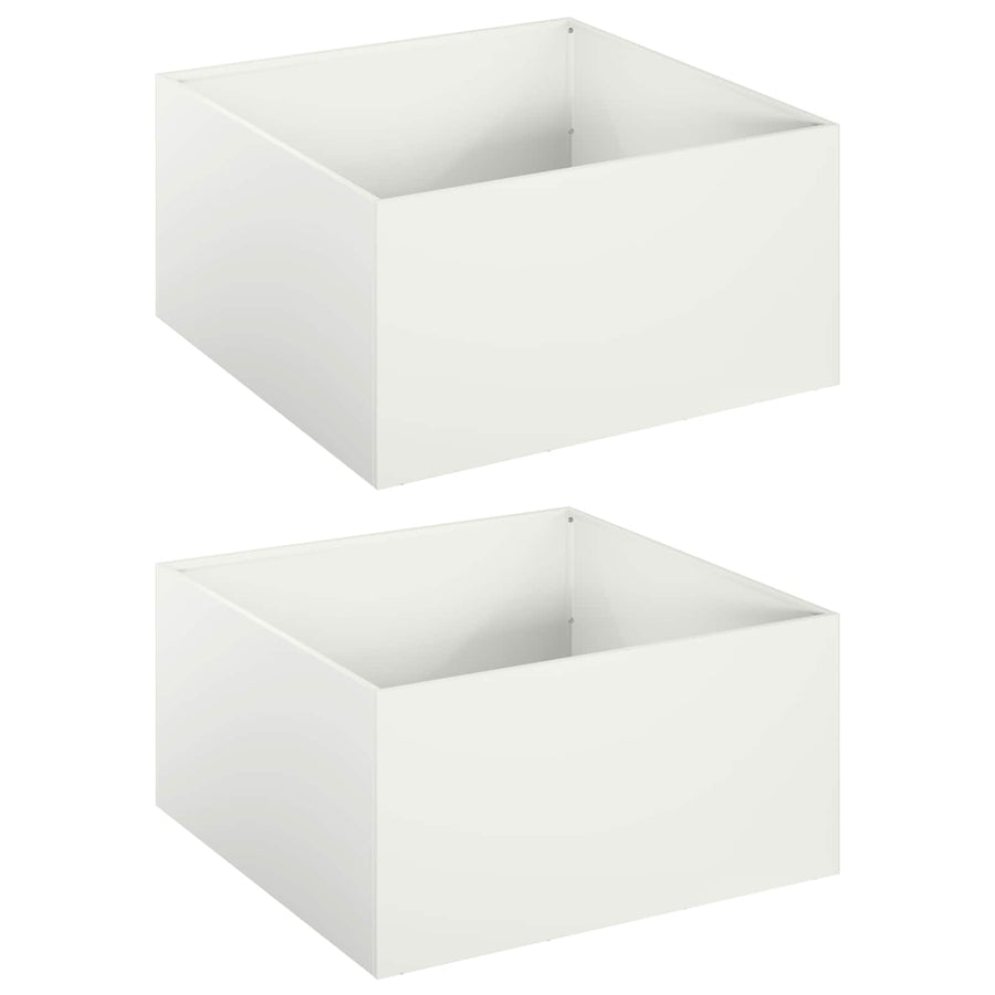 Plantenbak 2 st Wit 40 x 40 x 30 cm Koudgewalst staal