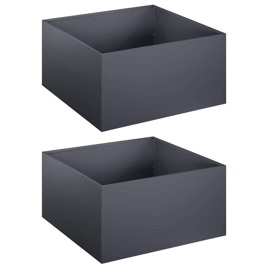 Plantenbak 2 st Antraciet 40 x 40 x 30 cm Koudgewalst staal