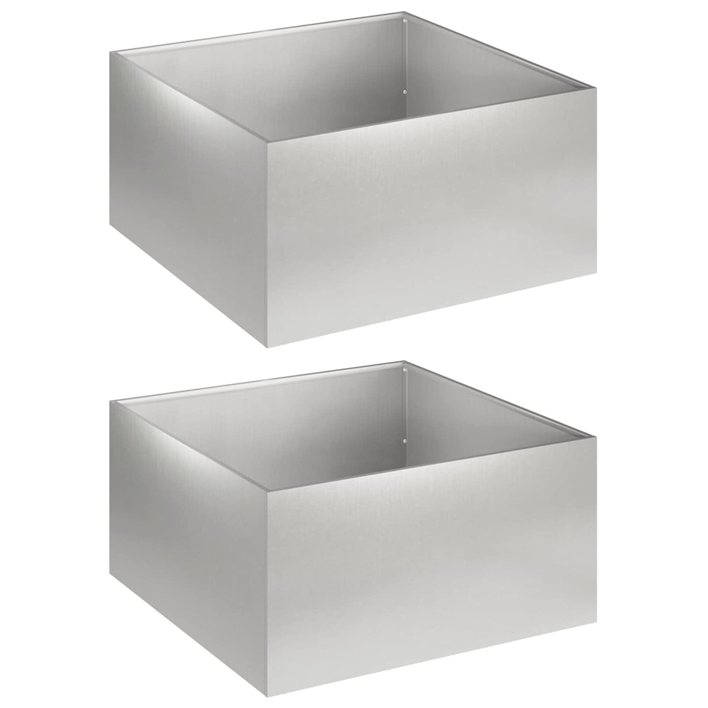 Plantenbak 2 st zilver 40 x 40 x 30 cm Roestvrij staal