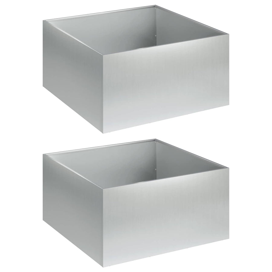 Plantenbak 2 st zilver 40 x 40 x 30 cm Gegalvaniseerd staal