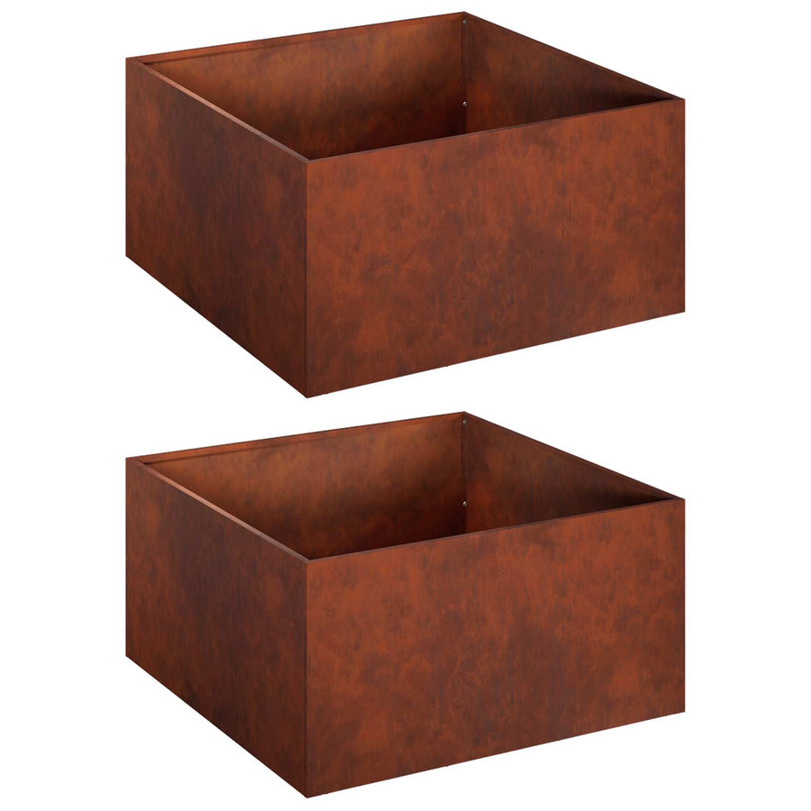 Plantenbak 2 st Roestkleurig 40 x 40 x 30 cm weervast staal