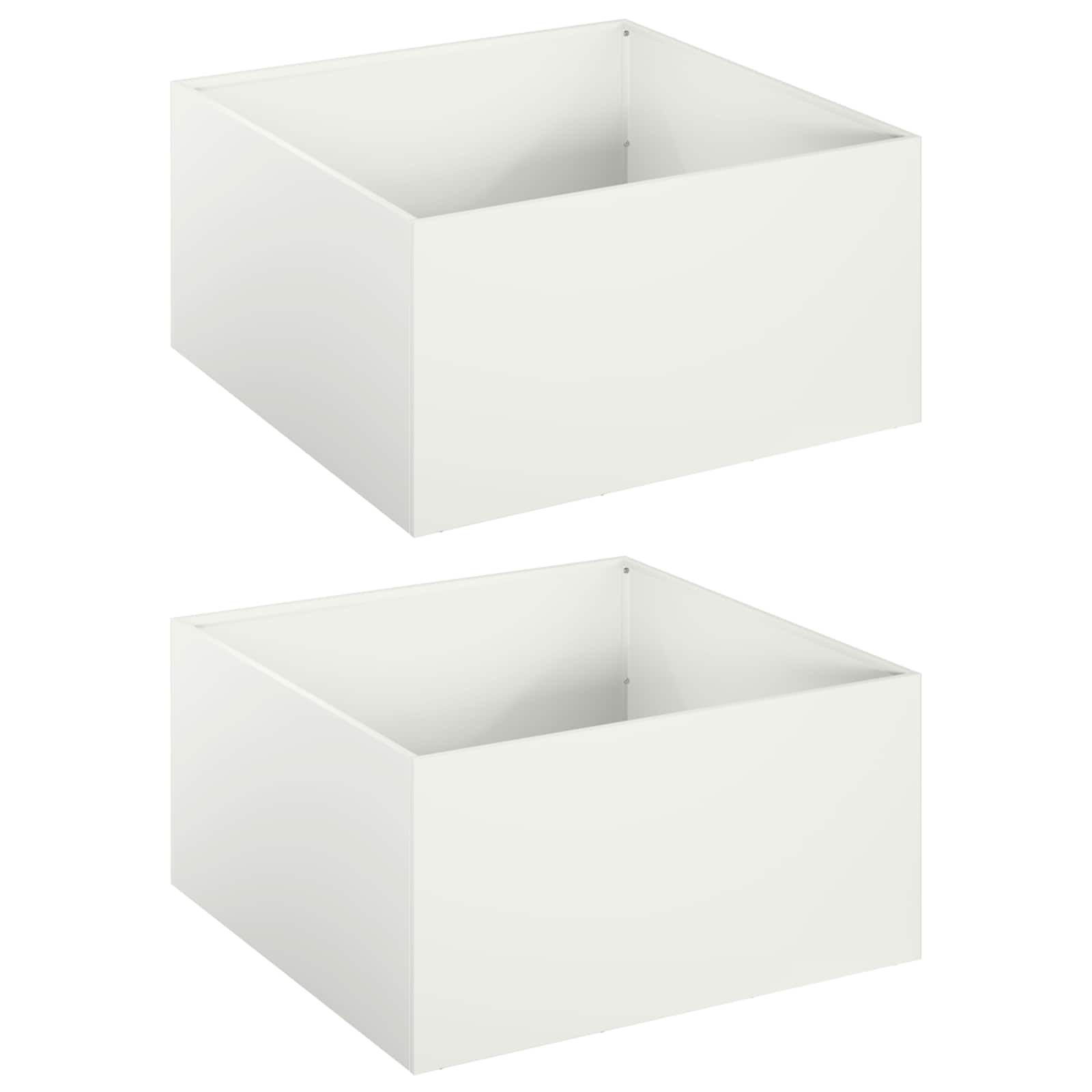 Plantenbak 2 st Wit 60 x 60 x 30 cm Koudgewalst staal