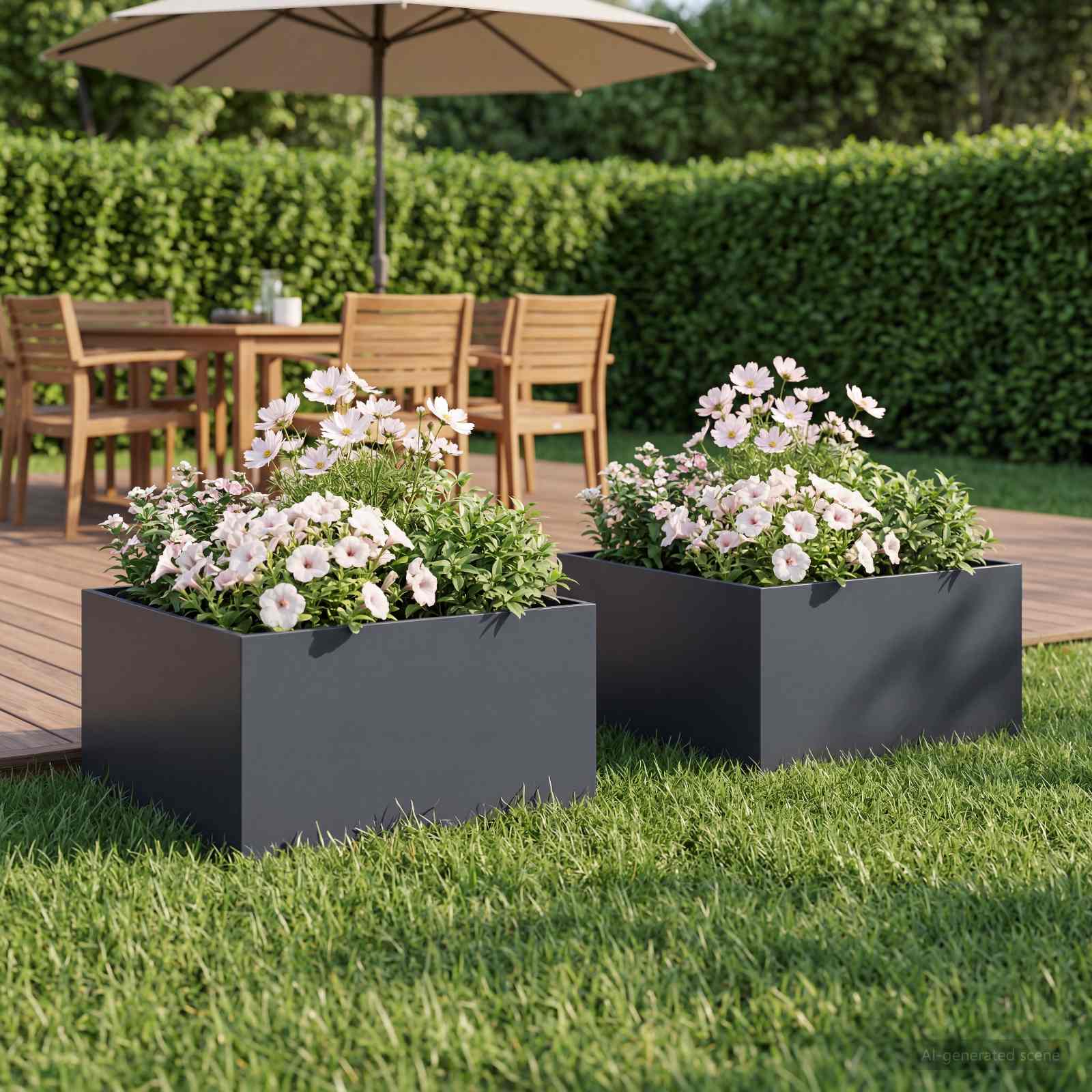 Plantenbak 2 st Antraciet 60 x 60 x 30 cm Koudgewalst staal