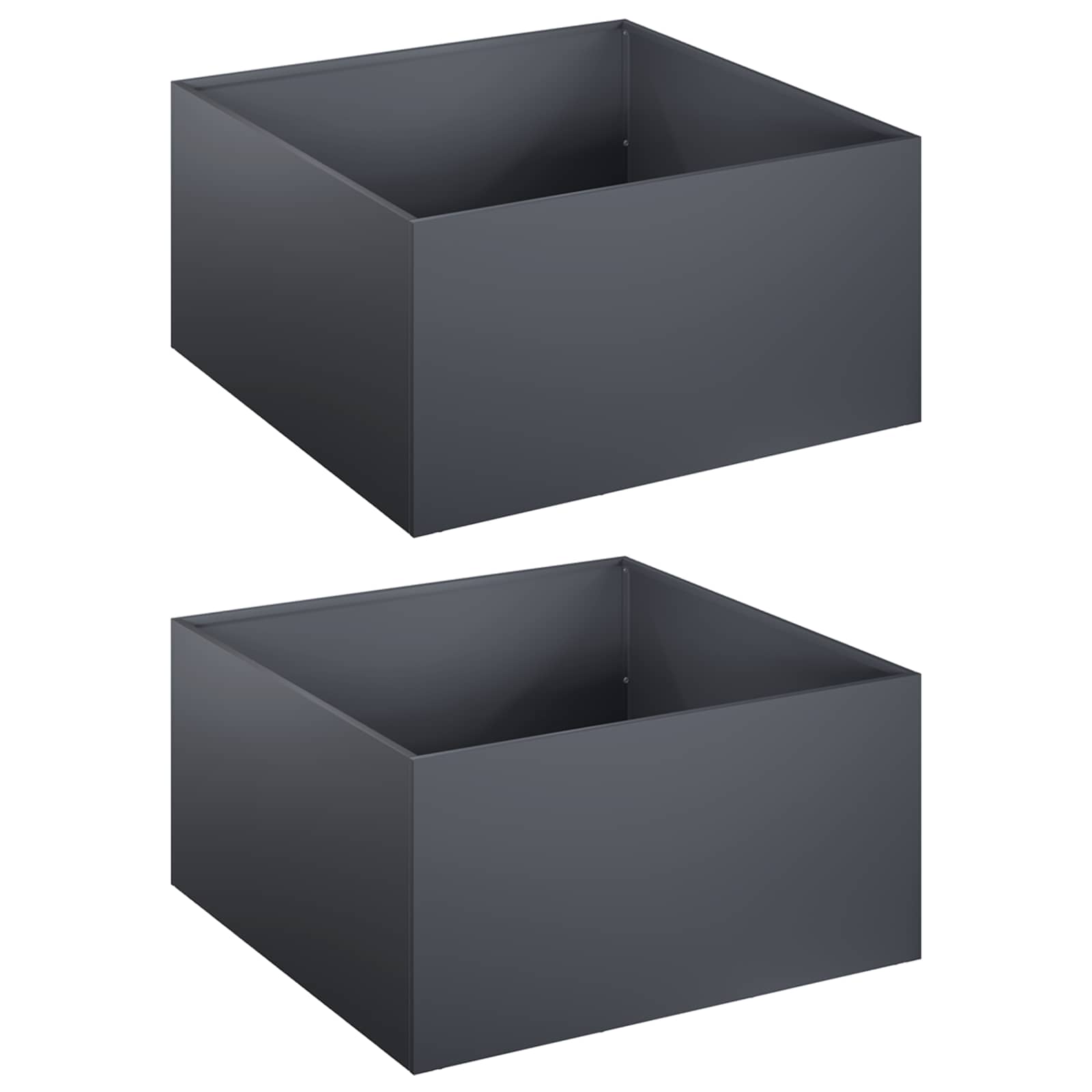 Plantenbak 2 st Antraciet 60 x 60 x 30 cm Koudgewalst staal
