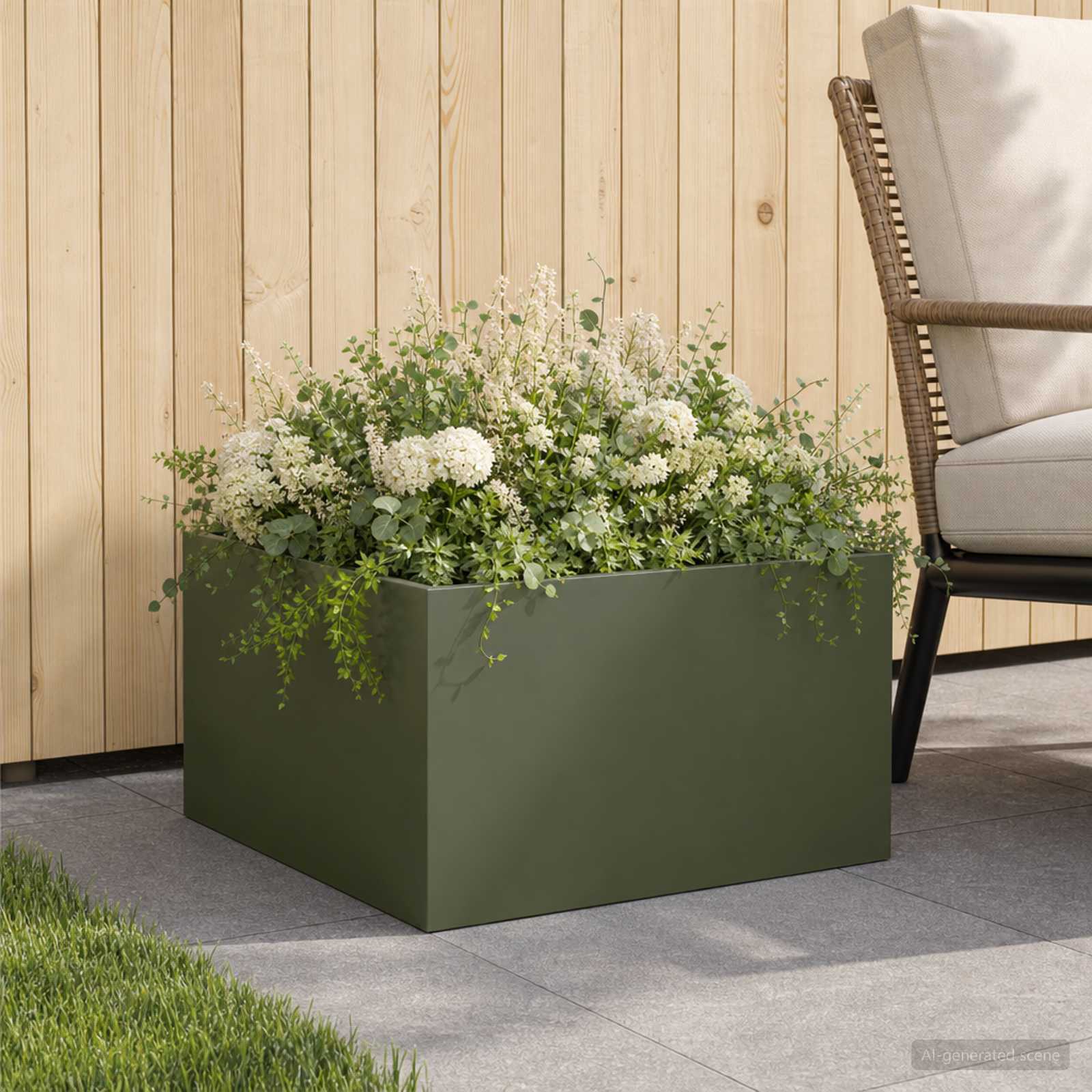 Plantenbak Olijfgroen 60 x 60 x 30 cm Koudgewalst staal