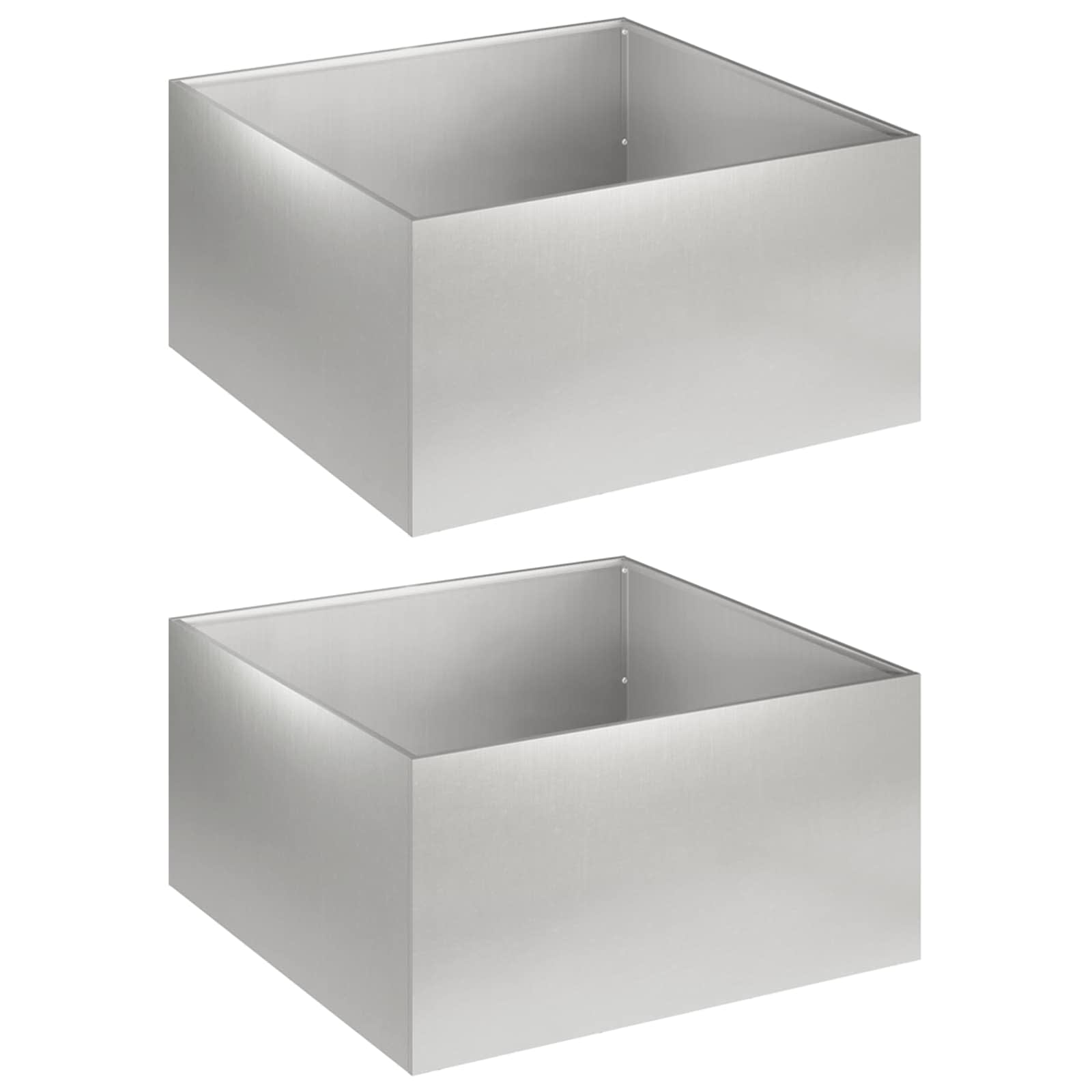 Plantenbak 2 st zilver 60 x 60 x 30 cm Roestvrij staal