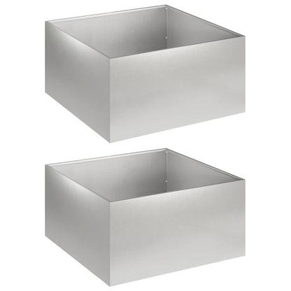 Plantenbak 2 st zilver 60 x 60 x 30 cm Roestvrij staal