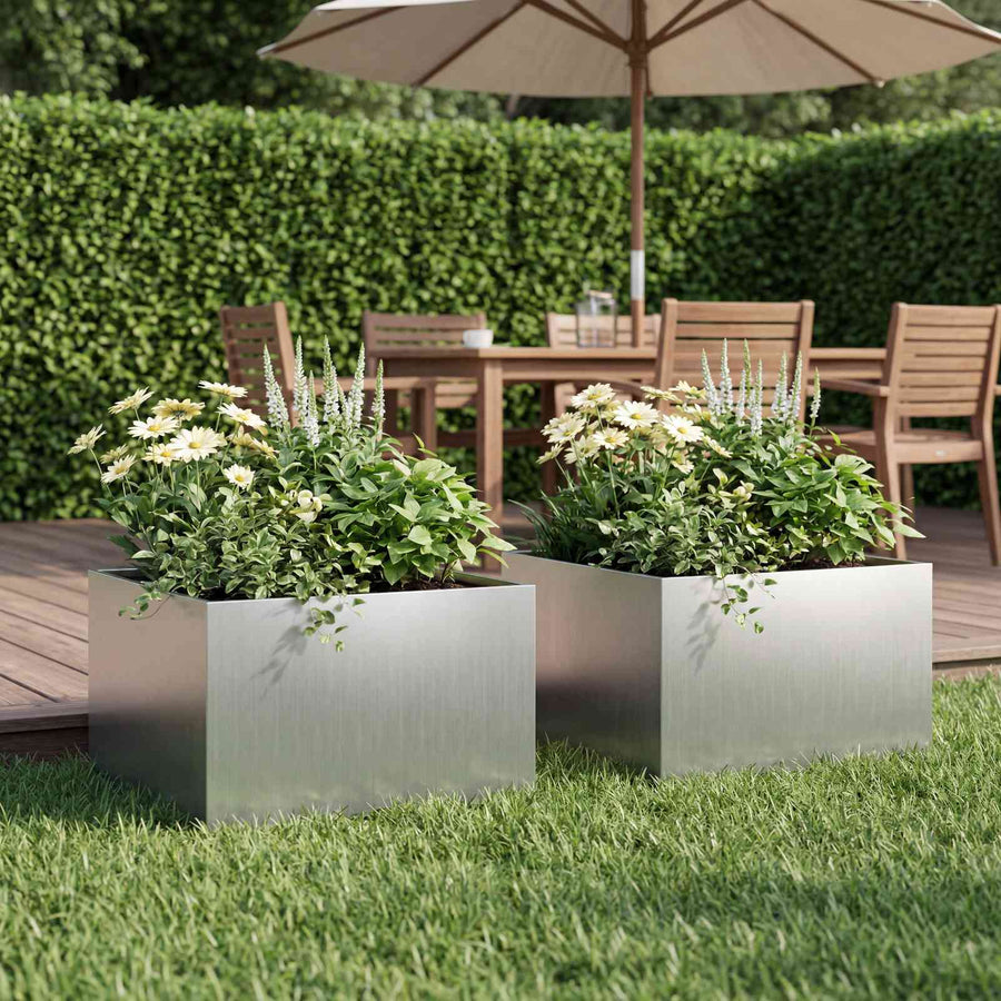 Plantenbak 2 st zilver 60 x 60 x 30 cm Gegalvaniseerd staal